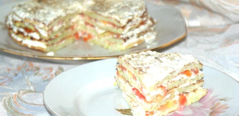 Кабачковый торт с плавленным сыром и помидорами
