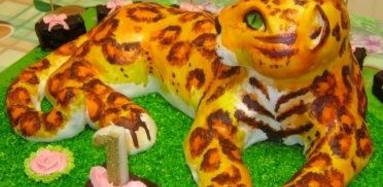 Торт Леопард подарок для любимой дочери на годик + дуэль Мастичный 3Д торт